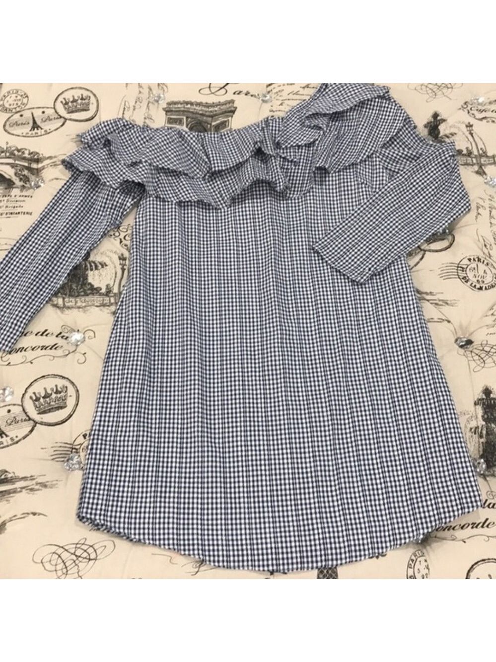 Adelyn Rae Gingham One-Shoulder Ruffle Dress - Picture 3 of 7